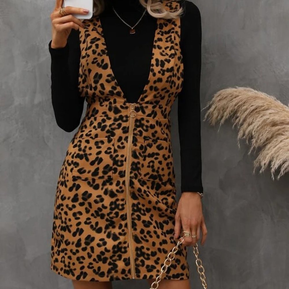 Animal Print Corduroy Mini Dress - Picture 1 of 5